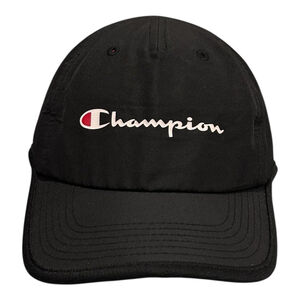 Champion Hat Cap Strap Back One Size Black Logo Baseball Polyester Mens Sports